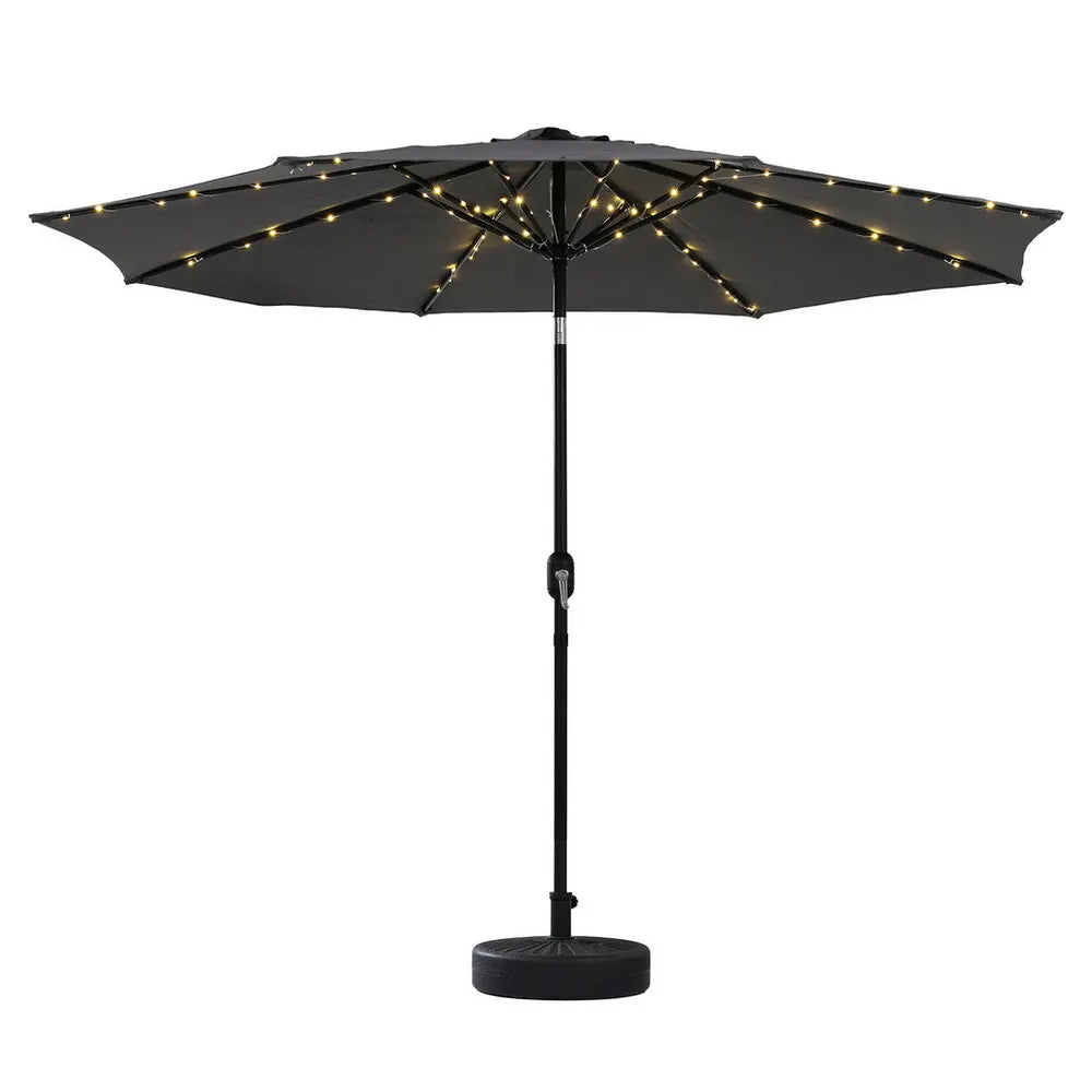 Instahut Outdoor Umbrella 2.9m Market Umbrella with String Light Tilt Charcoal Shade - Image 2
