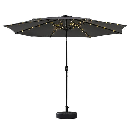 Instahut Outdoor Umbrella 2.9m Market Umbrella with String Light Tilt Charcoal Shade - Image 2