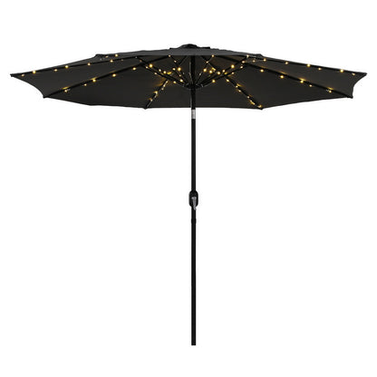 Instahut Outdoor Umbrella 2.9m Market Umbrella with String Light Tilt Black - Image 2