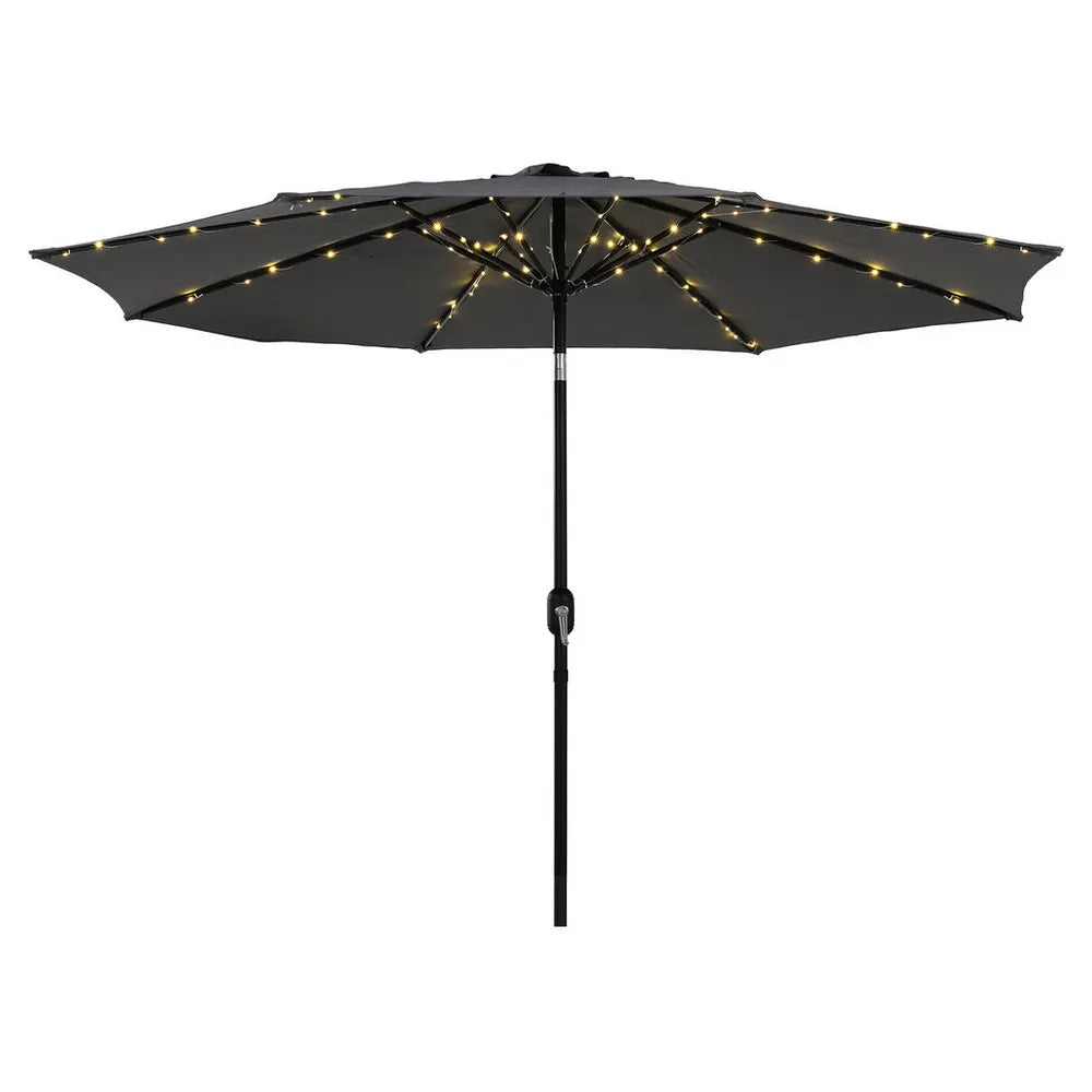 Instahut Outdoor Umbrella 2.9m Market Umbrella with String Light Tilt Charcoal Shade - Image 2