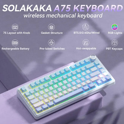 SOLAKAKA A75 75% Gasket Mechanical Keyboard Tri-Mode Hot-Swap Knob - Image 2