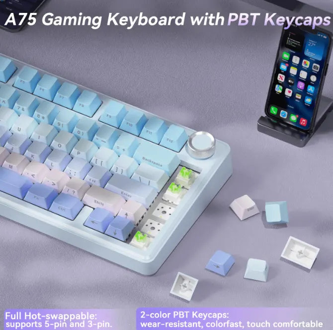 SOLAKAKA A75 75% Gasket Mechanical Keyboard Tri-Mode Hot-Swap Knob - Image 3