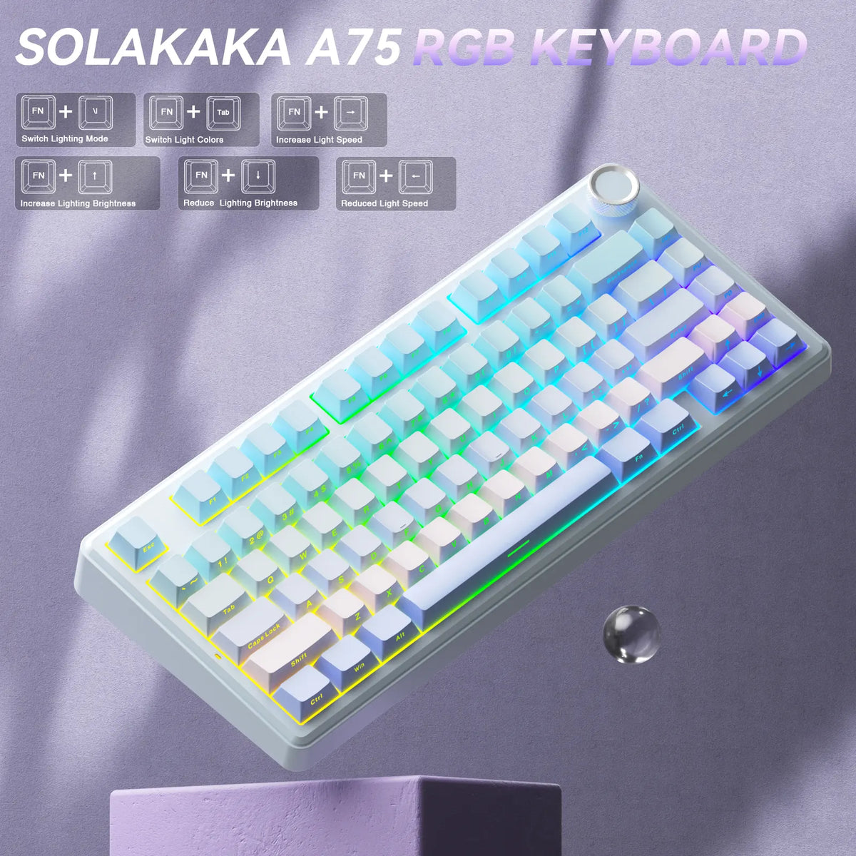 SOLAKAKA A75 75% Gasket Mechanical Keyboard Tri-Mode Hot-Swap Knob - Image 7