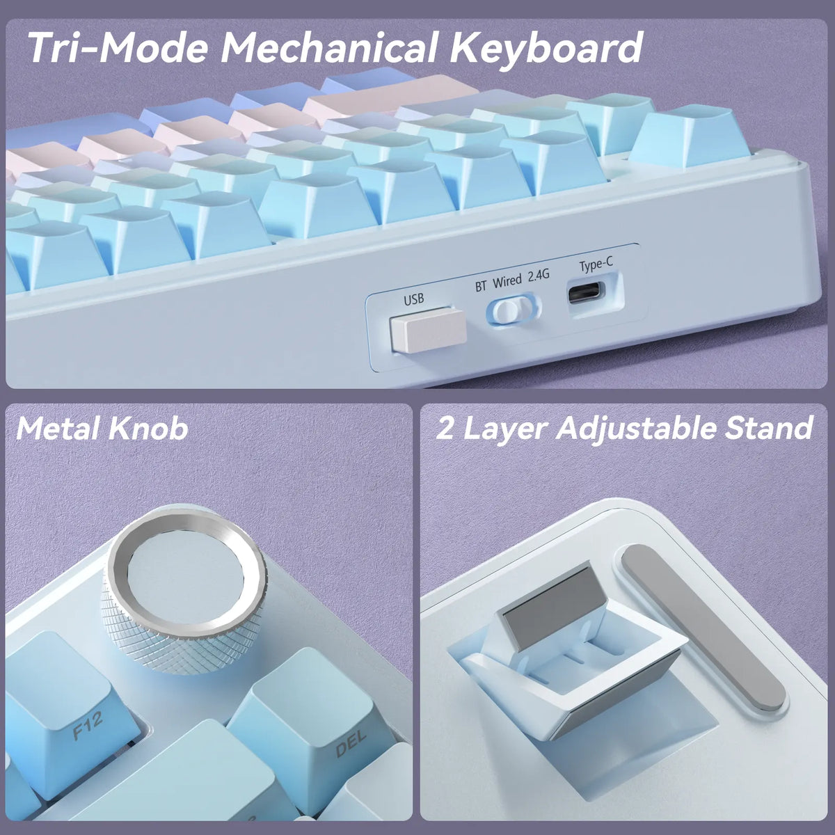 SOLAKAKA A75 75% Gasket Mechanical Keyboard Tri-Mode Hot-Swap Knob - Image 8