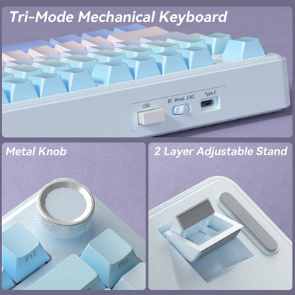 SOLAKAKA A75 75% Gasket Mechanical Keyboard Tri-Mode Hot-Swap Knob - Image 8