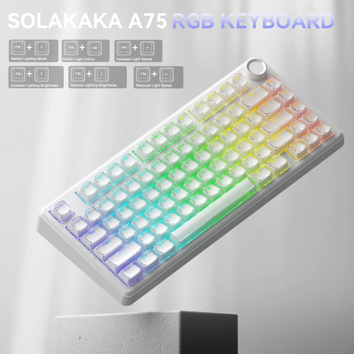 SOLAKAKA A75 75% Gasket Mechanical Keyboard Tri-Mode Hot-Swap Knob - Image 2