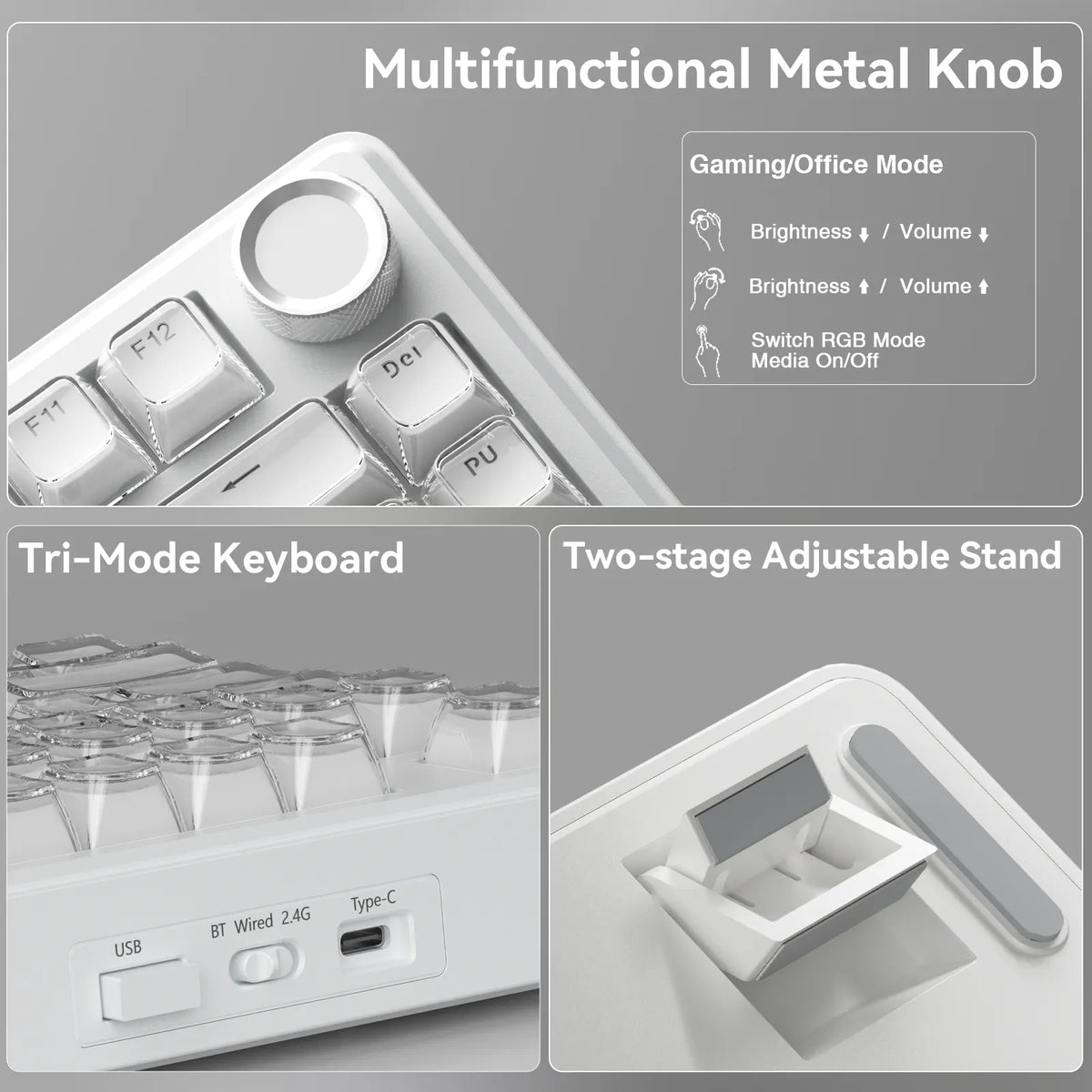 SOLAKAKA A75 75% Gasket Mechanical Keyboard Tri-Mode Hot-Swap Knob - Image 4