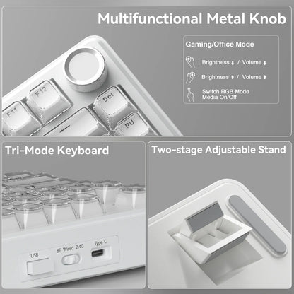SOLAKAKA A75 75% Gasket Mechanical Keyboard Tri-Mode Hot-Swap Knob - Image 4