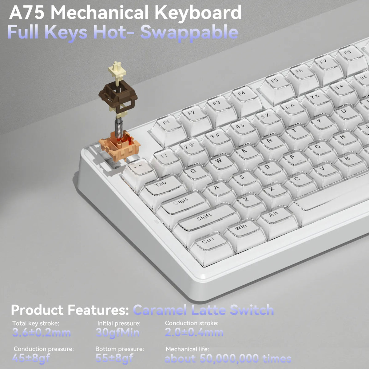 SOLAKAKA A75 75% Gasket Mechanical Keyboard Tri-Mode Hot-Swap Knob - Image 6