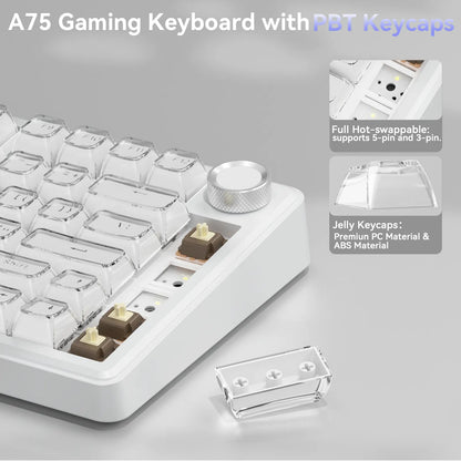 SOLAKAKA A75 75% Gasket Mechanical Keyboard Tri-Mode Hot-Swap Knob - Image 8