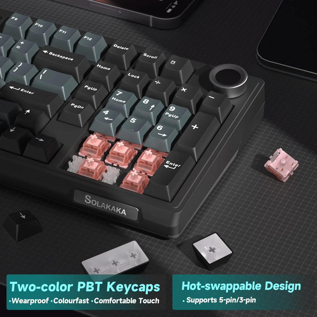 SOLAKAKA Ki99 Pro 99-Key Gasket Mechanical Keyboard Tri-Mode Hot-Swap Knob - Image 4