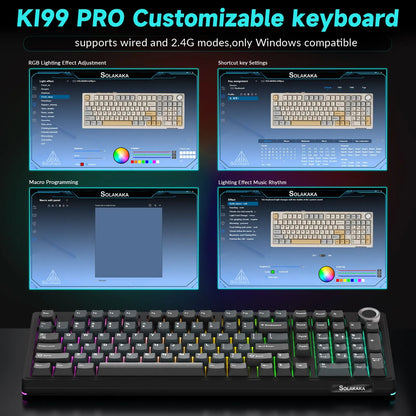 SOLAKAKA Ki99 Pro 99-Key Gasket Mechanical Keyboard Tri-Mode Hot-Swap Knob - Image 5