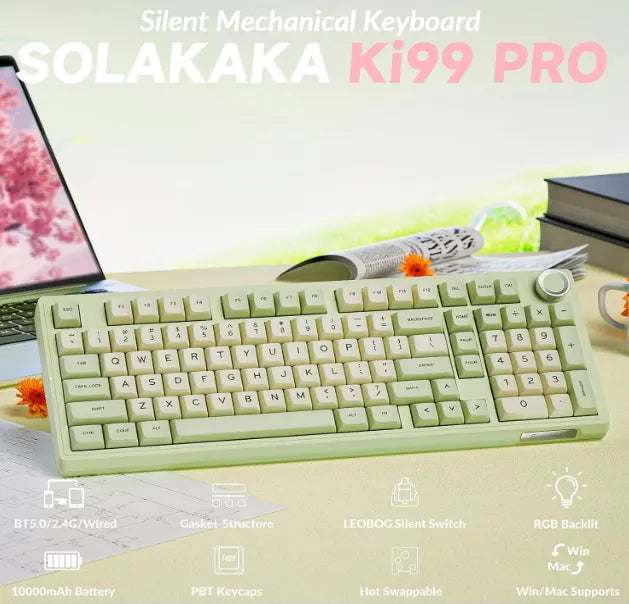 SOLAKAKA Ki99 Pro 99-Key Gasket Mechanical Keyboard Tri-Mode Hot-Swap Knob - Image 2