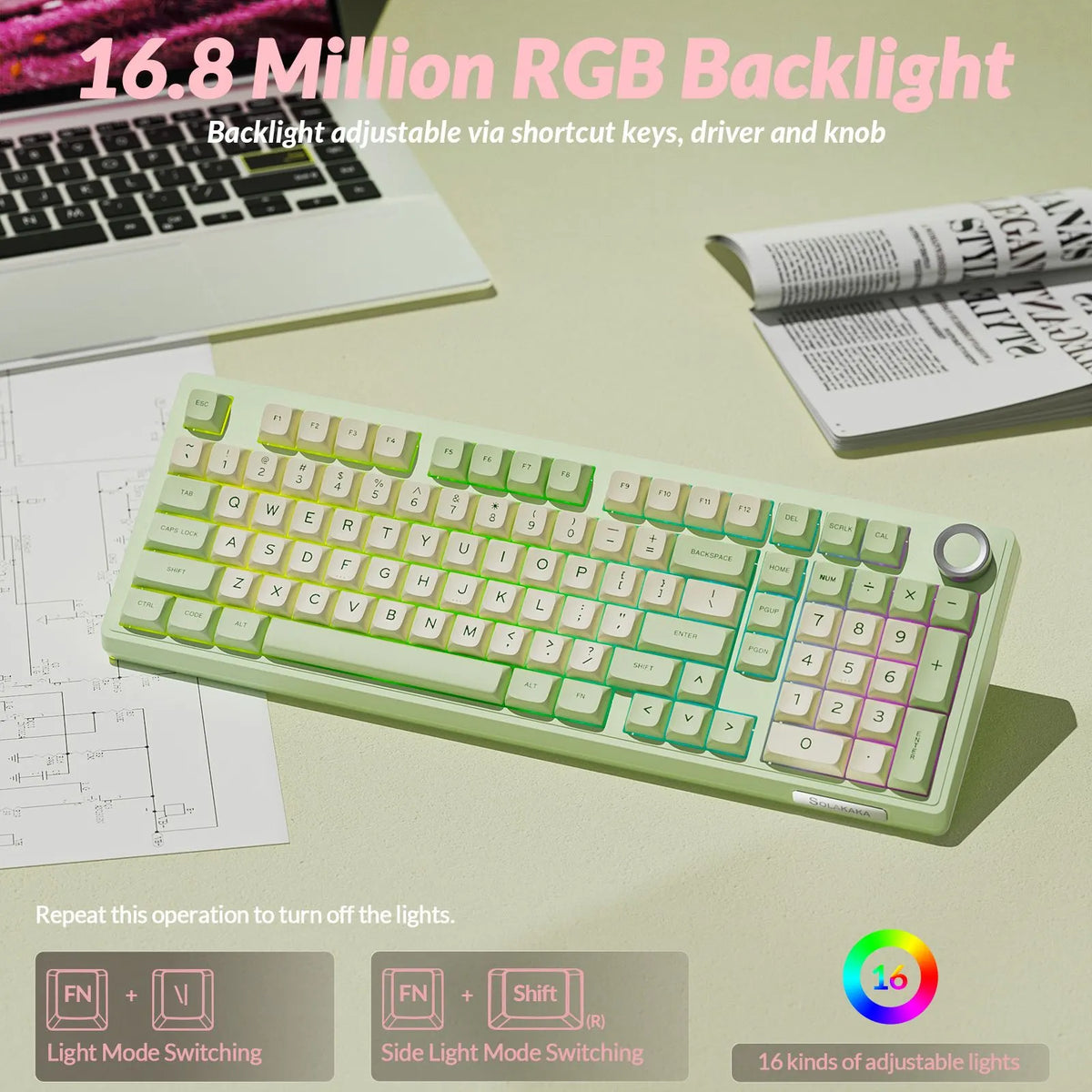 SOLAKAKA Ki99 Pro 99-Key Gasket Mechanical Keyboard Tri-Mode Hot-Swap Knob - Image 7