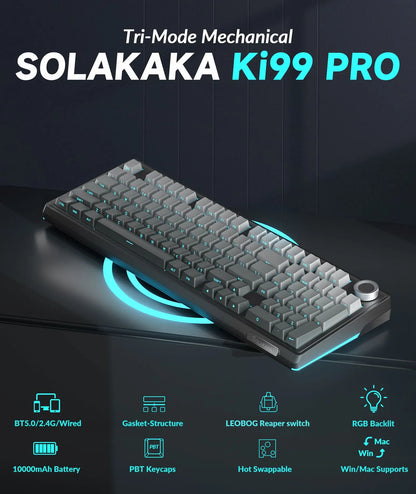 SOLAKAKA Ki99 Pro 99-Key Gasket Mechanical Keyboard Tri-Mode Hot-Swap Knob - Image 3