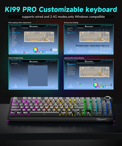 SOLAKAKA Ki99 Pro 99-Key Gasket Mechanical Keyboard Tri-Mode Hot-Swap Knob - Image 6
