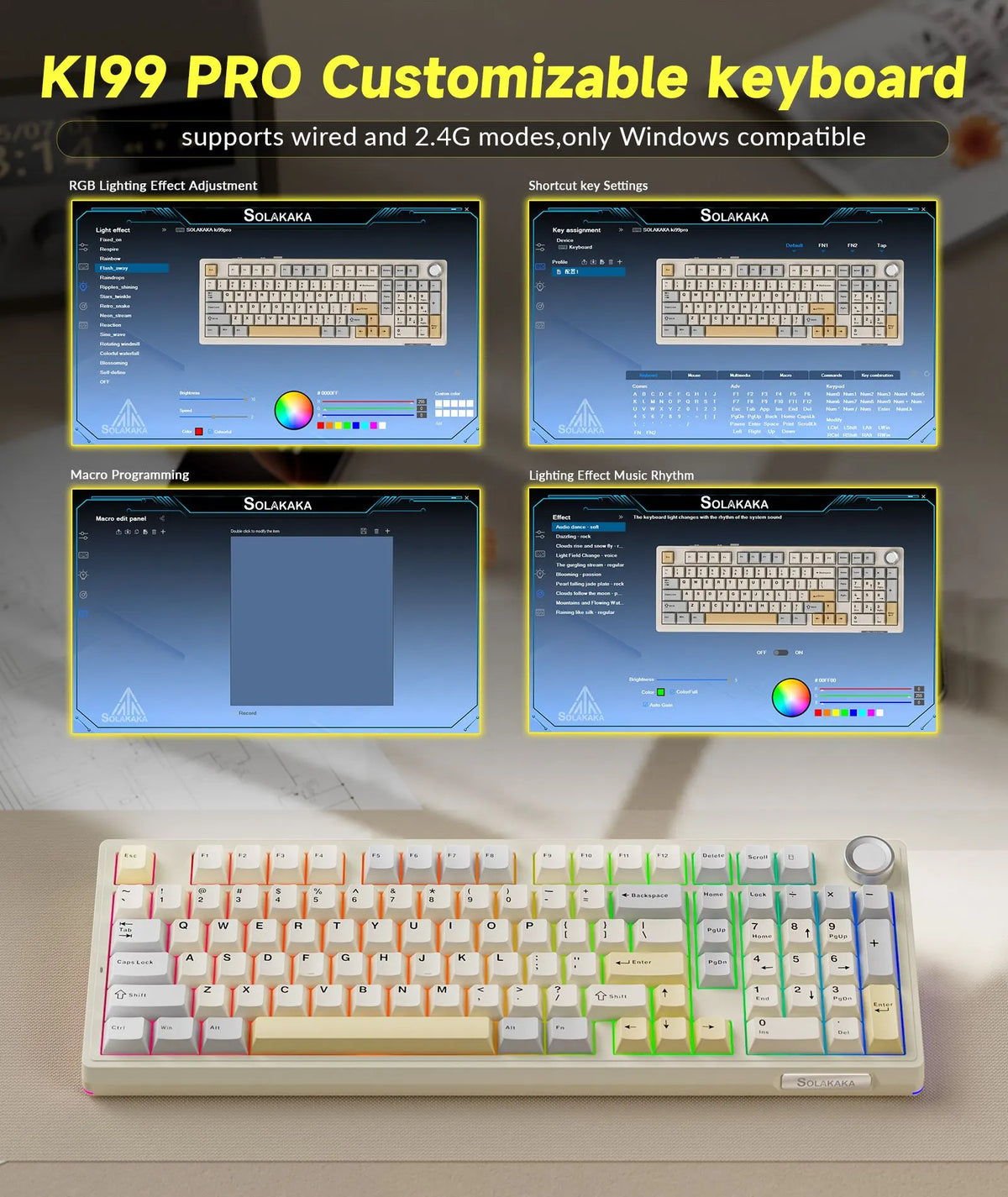SOLAKAKA Ki99 Pro 99-Key Gasket Mechanical Keyboard Tri-Mode Hot-Swap Knob - Image 7