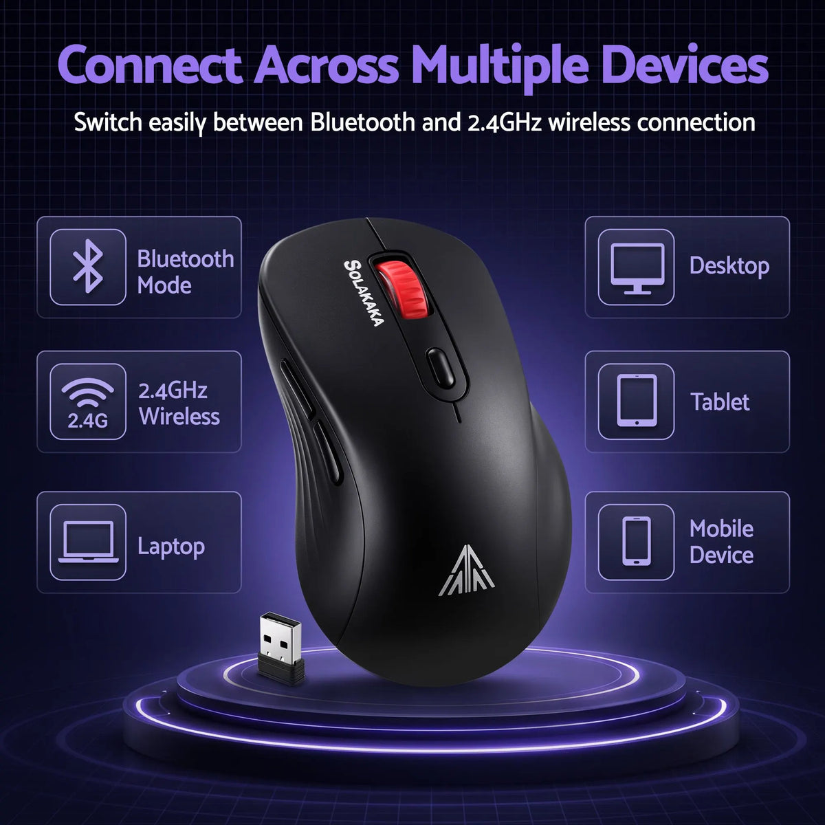 SOLAKAKA Silent Wireless Mouse Bluetooth 2.4GHz 4200 DPI 7 Buttons - Image 5
