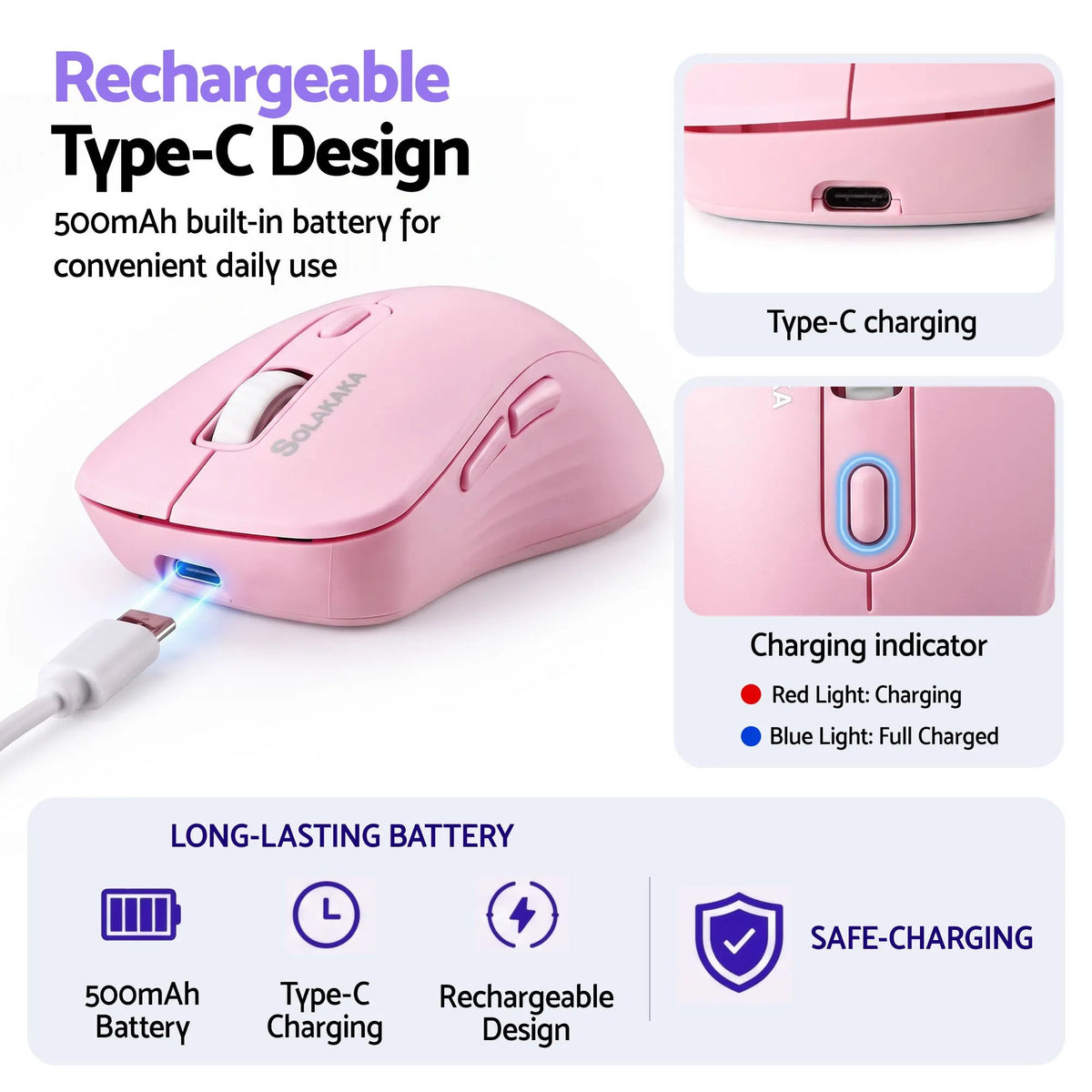 SOLAKAKA Silent Wireless Mouse Bluetooth 2.4GHz 4200 DPI 7 Buttons - Image 8