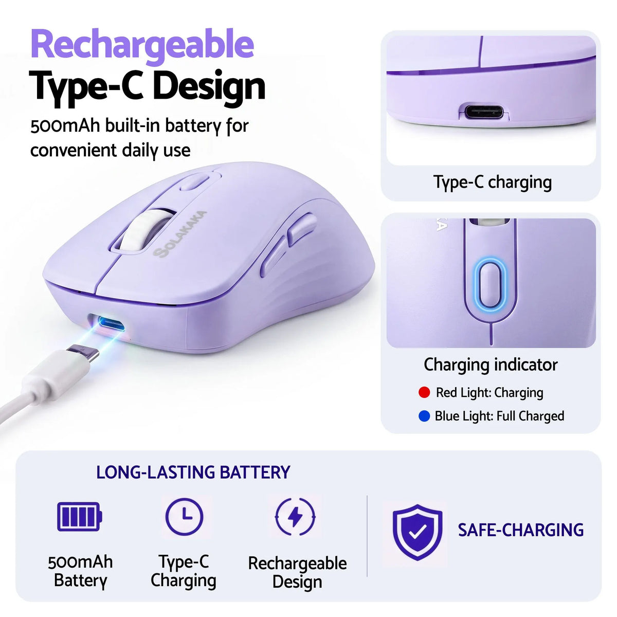 SOLAKAKA Silent Wireless Mouse Bluetooth 2.4GHz 4200 DPI 7 Buttons - Image 8