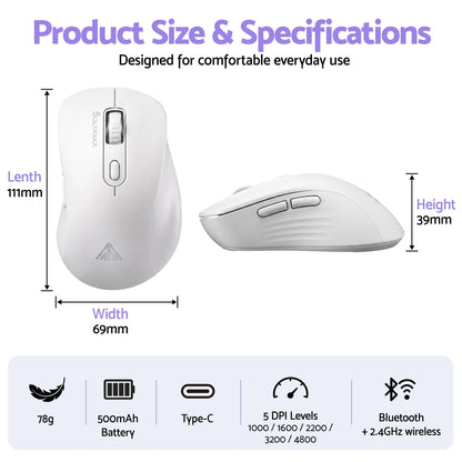 SOLAKAKA Silent Wireless Mouse Bluetooth 2.4GHz 4200 DPI 7 Buttons - Image 3