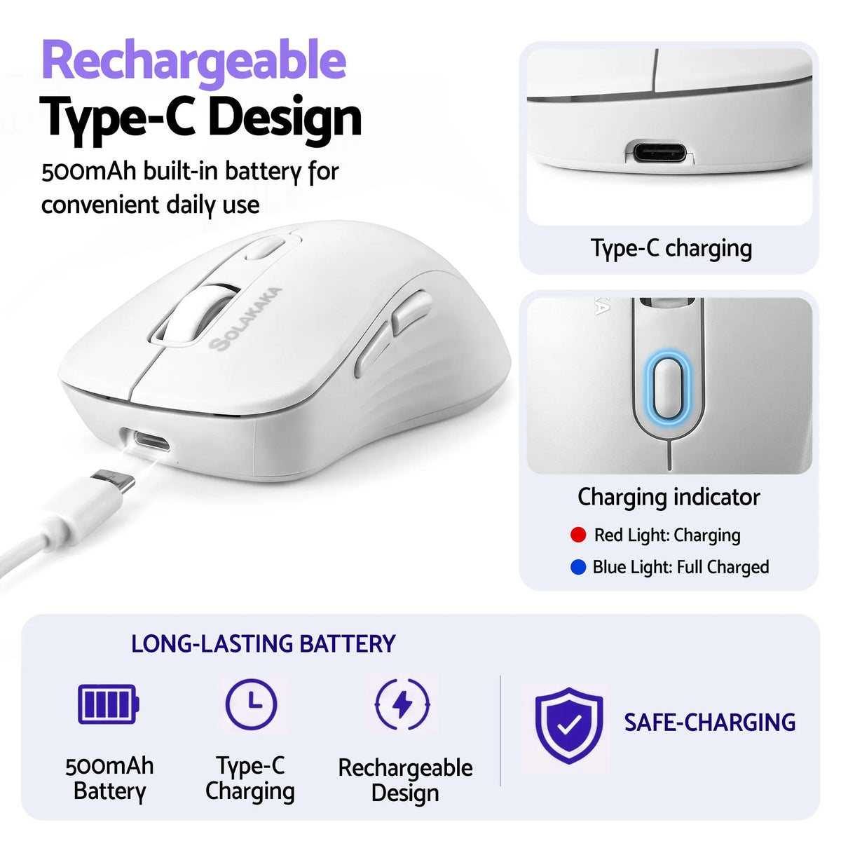 SOLAKAKA Silent Wireless Mouse Bluetooth 2.4GHz 4200 DPI 7 Buttons - Image 8