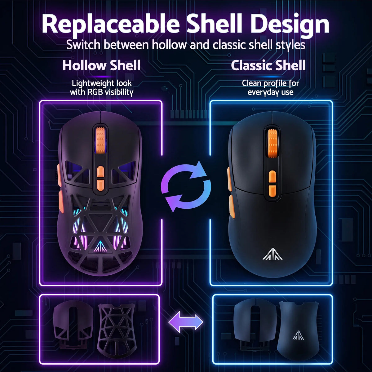 SOLAKAKA SM802 Pro Tri-Mode Gaming Mouse RGB 24000 DPI Hotswap - Image 7