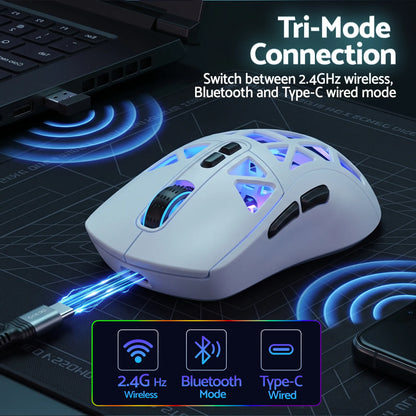 SOLAKAKA SM802 Pro Tri-Mode Gaming Mouse RGB 24000 DPI Hotswap - Image 6