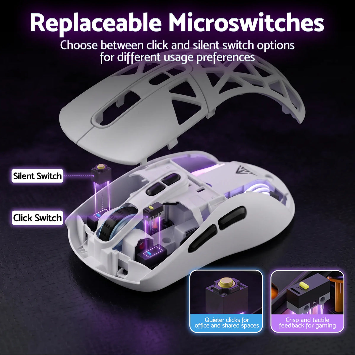 SOLAKAKA SM802 Pro Tri-Mode Gaming Mouse RGB 24000 DPI Hotswap - Image 8