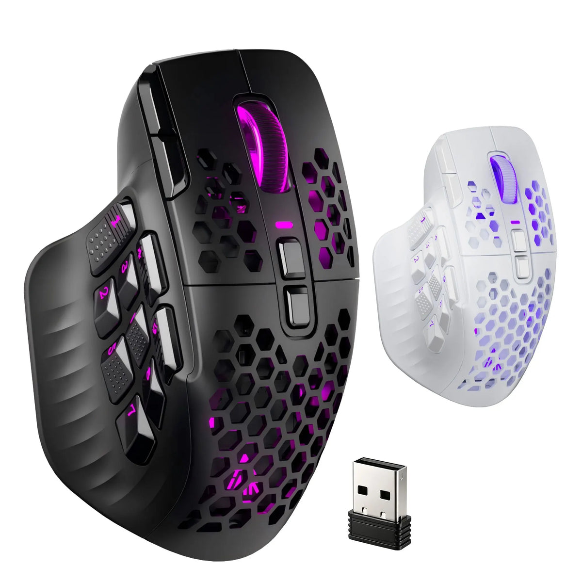 SOLAKAKA Wireless MMO Gaming Mouse 16 Buttons Bluetooth 24000 DPI RGB