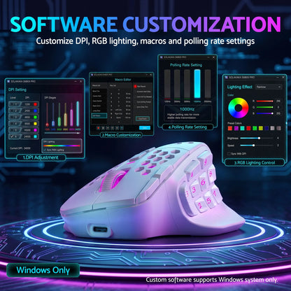 SOLAKAKA Wireless MMO Gaming Mouse 16 Buttons Bluetooth 24000 DPI RGB - Image 8