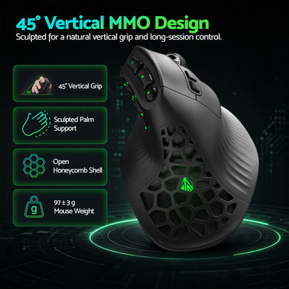 SOLAKAKA E9 Vertical MMO Gaming Mouse Tri-Mode 36000 DPI Ergonomic - Image 5