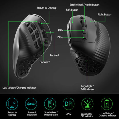 SOLAKAKA E9 Vertical MMO Gaming Mouse Tri-Mode 36000 DPI Ergonomic - Image 6