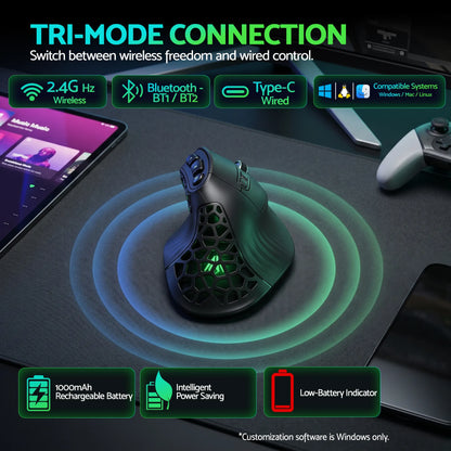 SOLAKAKA E9 Vertical MMO Gaming Mouse Tri-Mode 36000 DPI Ergonomic - Image 7