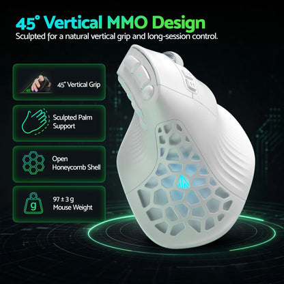SOLAKAKA E9 Vertical MMO Gaming Mouse Tri-Mode 36000 DPI Ergonomic - Image 5