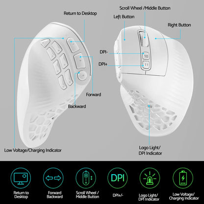 SOLAKAKA E9 Vertical MMO Gaming Mouse Tri-Mode 36000 DPI Ergonomic - Image 6