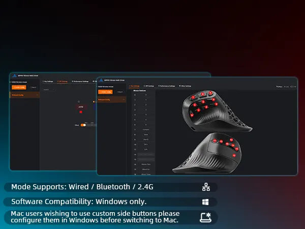 SOLAKAKA E9 Pro Vertical MMO Mouse Tri-Mode 36000 DPI 8000Hz PAW3395 - Image 2