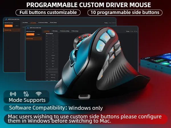 SOLAKAKA E9 Pro Vertical MMO Mouse Tri-Mode 36000 DPI 8000Hz PAW3395 - Image 5
