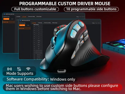 SOLAKAKA E9 Pro Vertical MMO Mouse Tri-Mode 36000 DPI 8000Hz PAW3395 - Image 5
