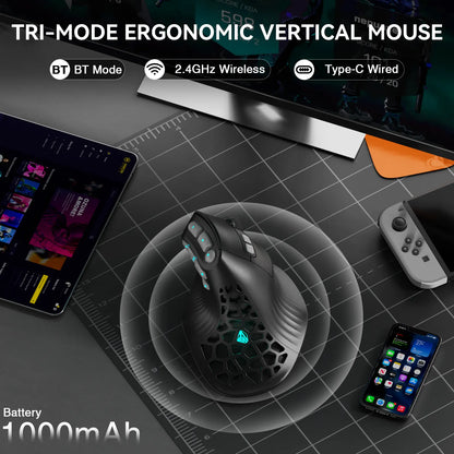 SOLAKAKA E9 Pro Vertical MMO Mouse Tri-Mode 36000 DPI 8000Hz PAW3395 - Image 7
