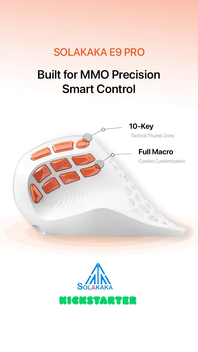 SOLAKAKA E9 Pro Vertical MMO Mouse Tri-Mode 36000 DPI 8000Hz PAW3395 - Image 7