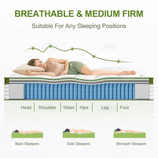 BedStory Queen 30cm Hybrid Mattress Cooling Gel Memory Foam 5 Zone Pocket Spring Bed Temperature Regulating - Image 6