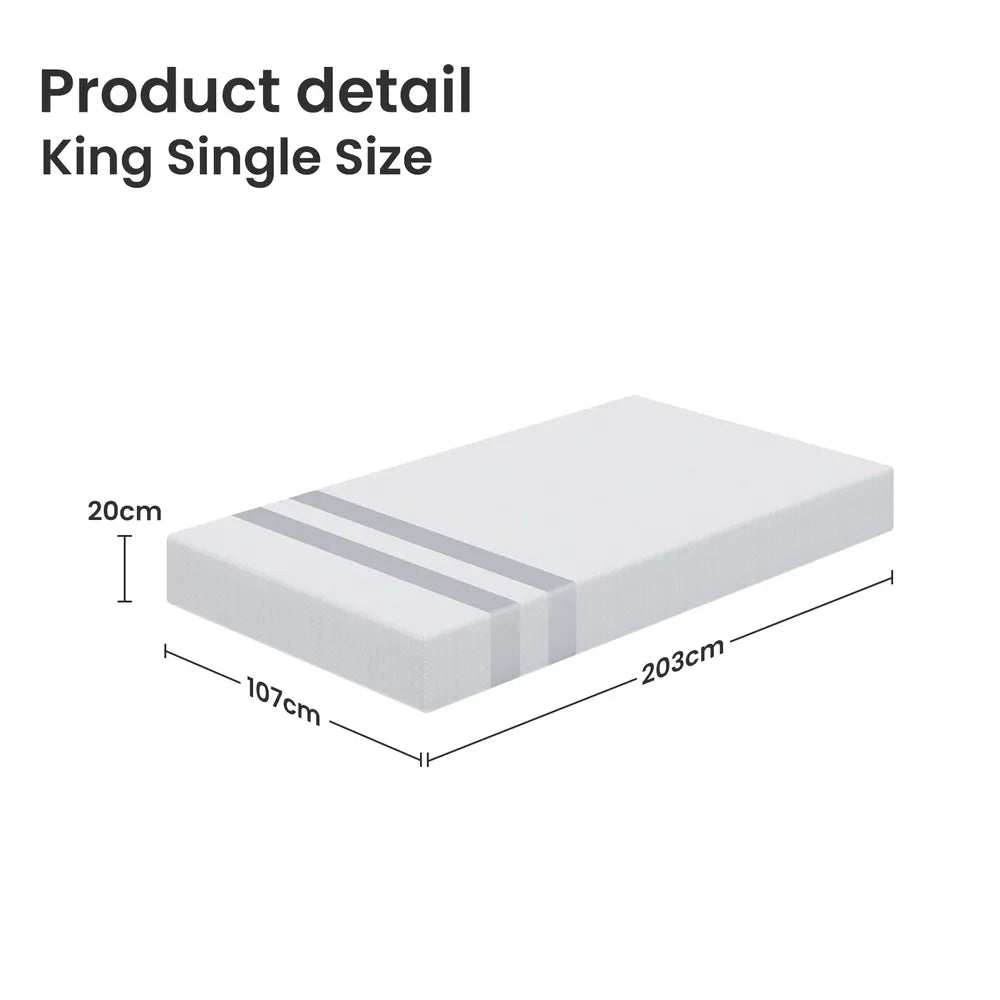 20cm King Single Reversible Gel Memory Foam Mattress BedStory Medium Soft & Firm - Image 2