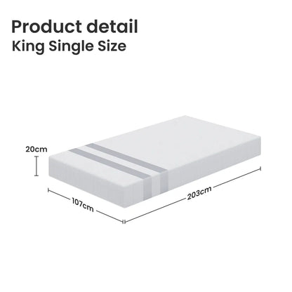 20cm King Single Reversible Gel Memory Foam Mattress BedStory Medium Soft & Firm - Image 2