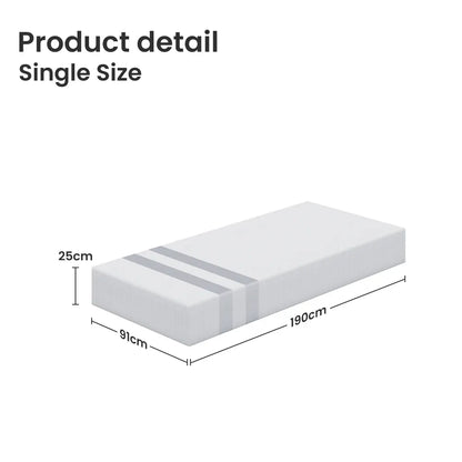 25cm Single Reversible Gel Memory Foam Mattress BedStory Medium & Firm - Image 2
