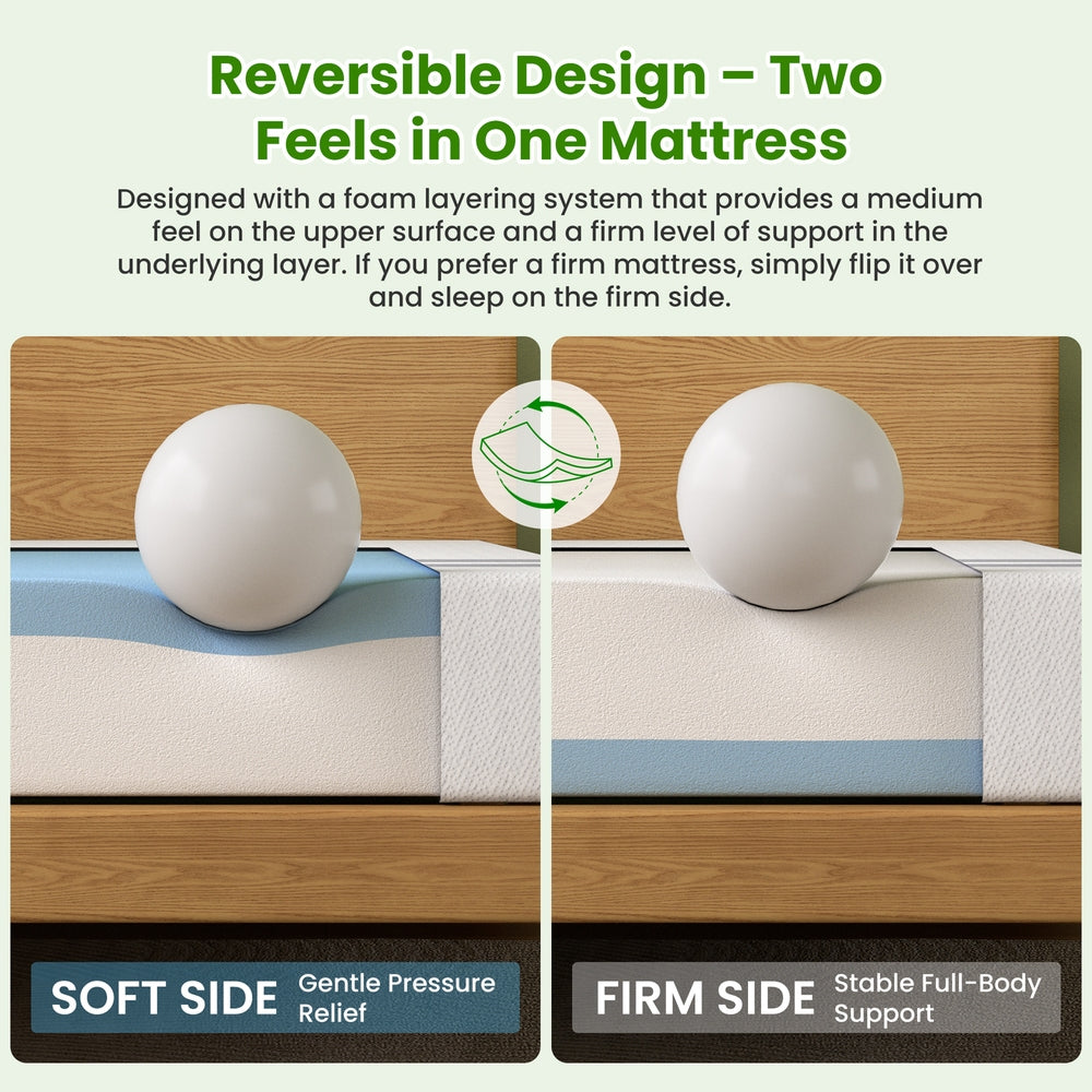 25cm Single Reversible Gel Memory Foam Mattress BedStory Medium & Firm - Image 6