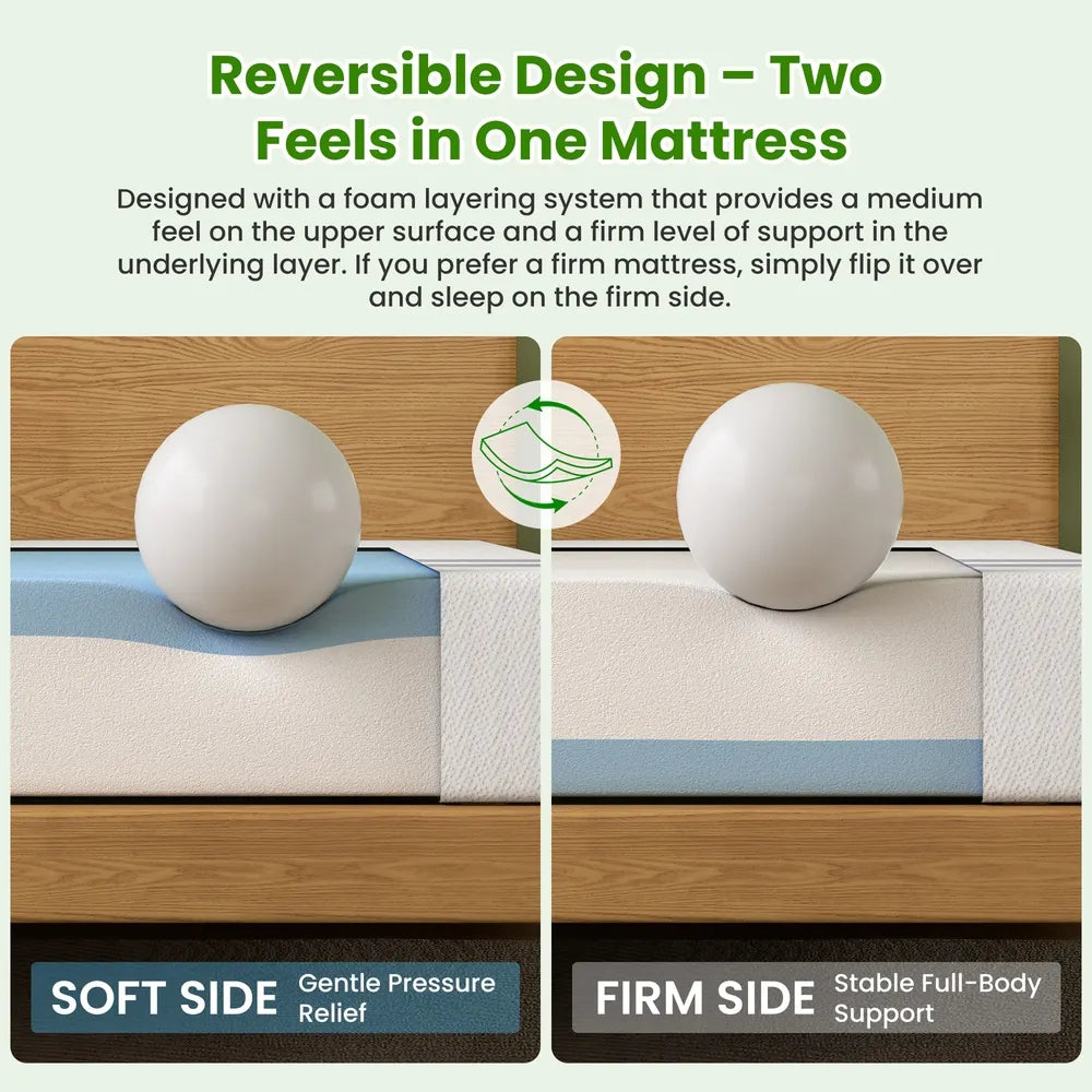 25cm Single Reversible Gel Memory Foam Mattress BedStory Medium & Firm - Image 6