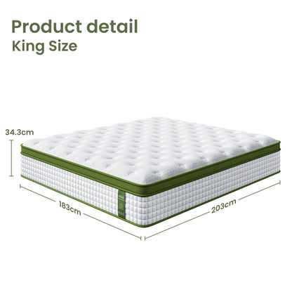 BedStory 34cm King Latex Hybrid Mattress Medium Firm - 5 Zone Pocket Spring Bed for Pressure Relief Motion Isolation - Image 2