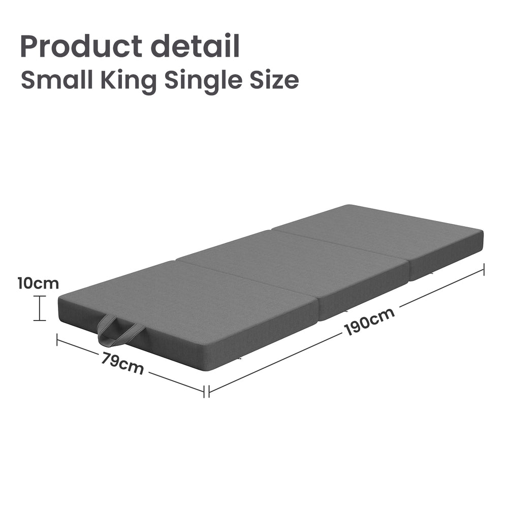 10cm Small King Single BedStory 3-Fold Mattress Folding Foam Bed Washable Cover, 190x80cm - Image 2