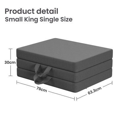 10cm Small King Single BedStory 3-Fold Mattress Folding Foam Bed Washable Cover, 190x80cm - Image 3